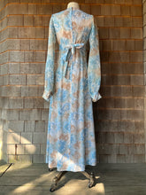 Load image into Gallery viewer, Vintage Floral Blue Angel Sleeve Maxi Dress