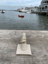 Load image into Gallery viewer, Vintage Gold Leaf Ring with Rhinestones
