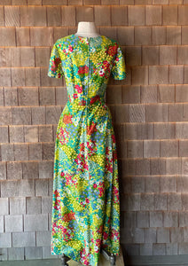 Vintage I.Magnin Field of Wildflowers Maxi Dress