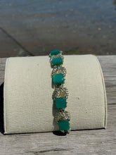 Load image into Gallery viewer, Vintage Jade Green Color Square Plated Bracelet