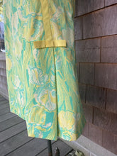 Load image into Gallery viewer, Vintage Lilly Aqua and Yellow Shift with Slits and Bows