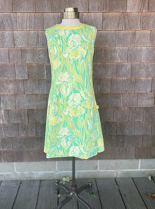 Vintage Lilly Aqua and Yellow Shift with Slits and Bows
