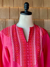 Load image into Gallery viewer, Vintage Pinata Hot Pink Caftan with Embroidery Detail