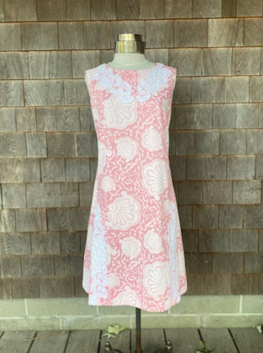 Vintage Pink and White Shell Print Lilly with Lace