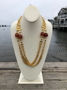 Vintage Vendome Oversized Gold Tone Chain Necklace with Beads