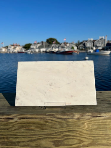 White Marble & Wood Reversible Rectangular Board